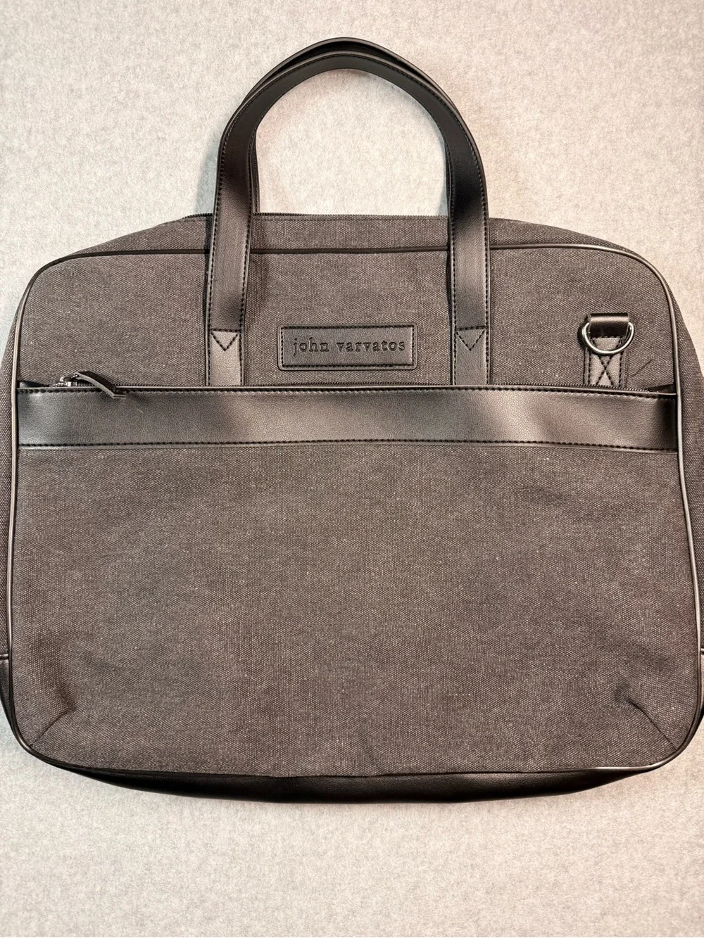 John Varvatos Charcoal Black Canvas Laptop Brief